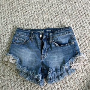 Denim Daisy Duke Shorts w/Lace